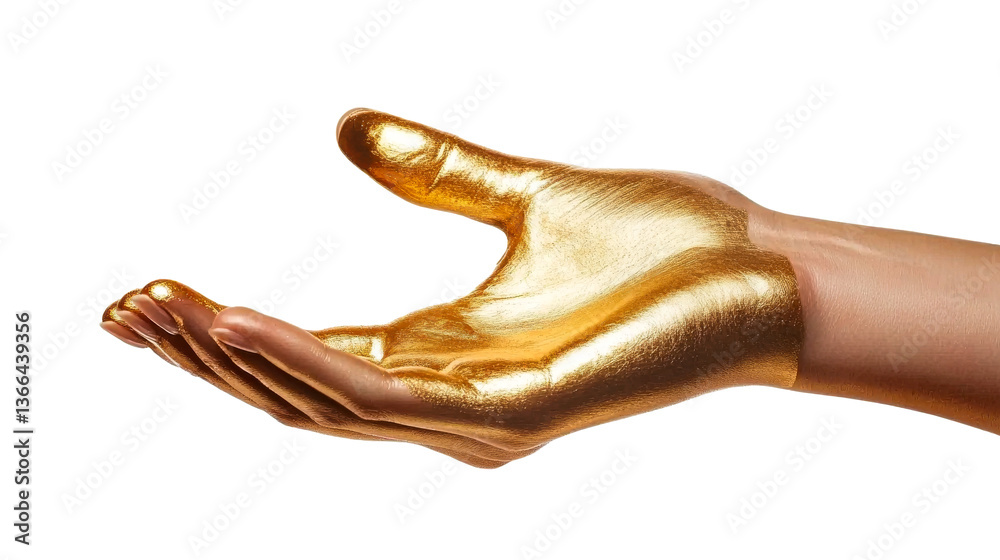 Golden hand holding gesture with reflective surface texture, cut out transparent Golden hand holding gesture with reflective surface texture, cut out transparent