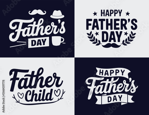 A simple set of typography for Happy Father's Day T-Shirt Designs.