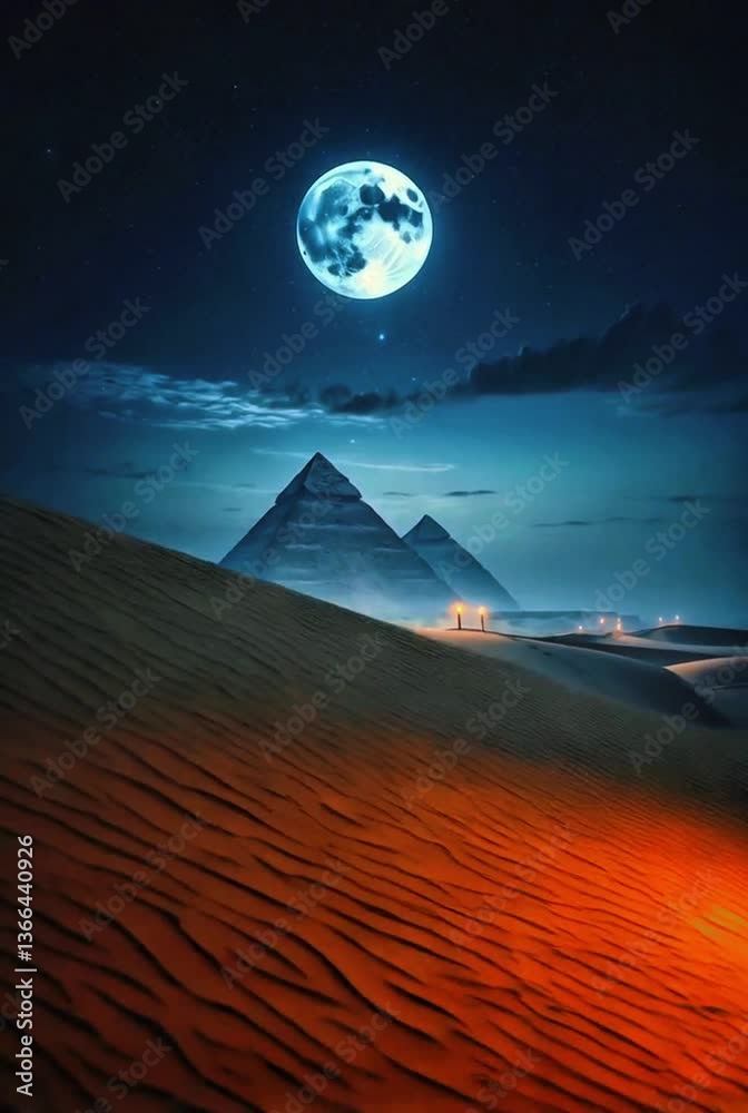 Noite com lua no deserto-paisagem 