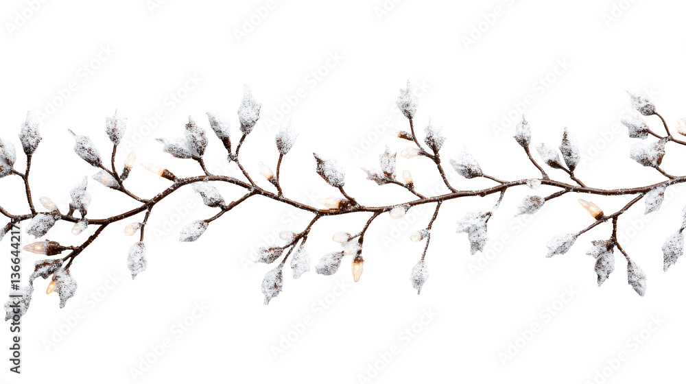 Christmas lights on tree branches with snow, cut out transparent Christmas lights on tree branches with snow, cut out transparent