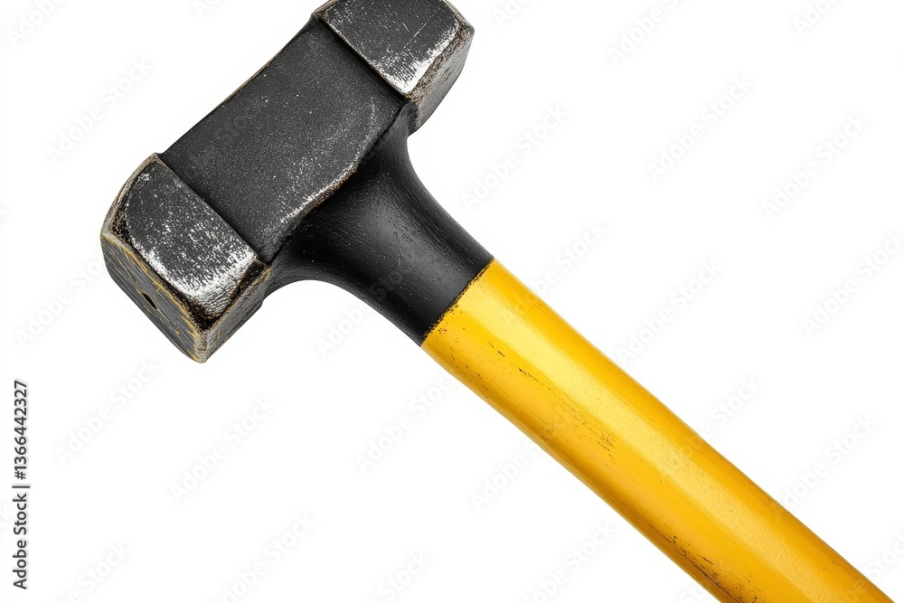 Close-up of a black-headed yellow-handled hammer Close-up of a black-headed yellow-handled hammer