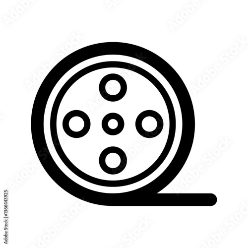 Film reel icon on white background. Filmmaking equipment icon. Cinema symbol. Vector illustration