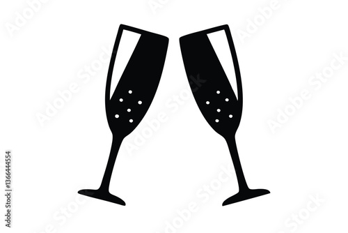 champagne glasses vector icon.eps