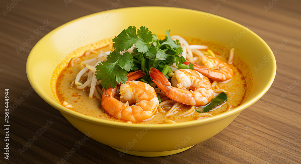 Delicious Creamy Tom Yum Soup with Shrimp and Noodles Delicious Creamy Tom Yum Soup with Shrimp and Noodles