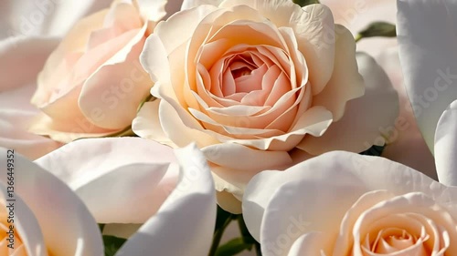 Beautiful creamy peach roses arranged in a delicate display showcasing nature's artistry and elegance in full bloom