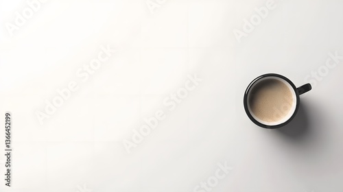 Overhead View of Coffee Mug on White Background Minimalist Coffee Cup Image