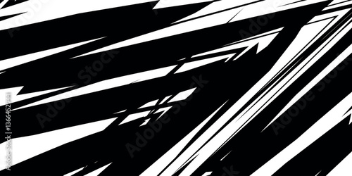 Abstract black and white background with spikes and zigzag line pattern
