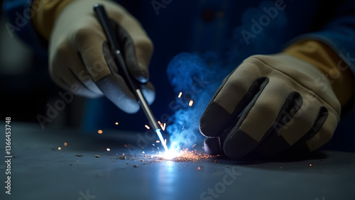 Welder's gloved hands create blinding arcs as molten metal flows along seams, sparks bouncing off heat-scarred leather.