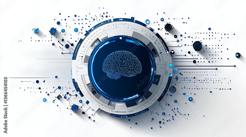Abstract Digital Brain Technology Concept Futuristic Artificial Intelligence Network Design