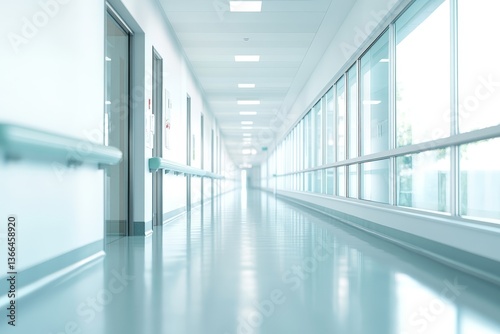 Wallpaper Mural Empty hospital hallway with bright windows Torontodigital.ca