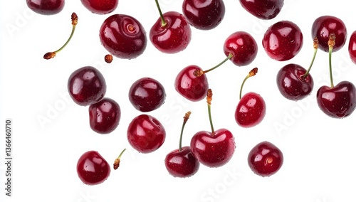 Falling Cherries Against White