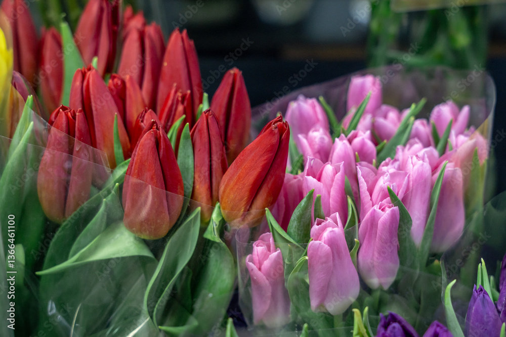 Obraz premium Tulip, tulip bouquet. Bouquet with colorful tulips.