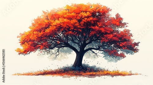 Majestic redwood tree with golden leaves high resolution photo