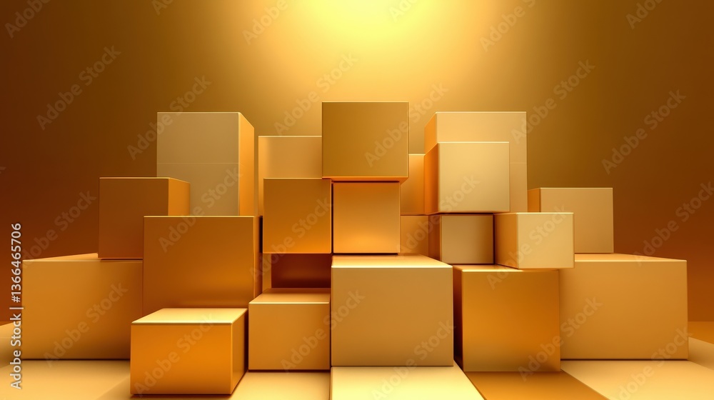 Fototapeta premium Abstract Geometric Gold Cubes Composition