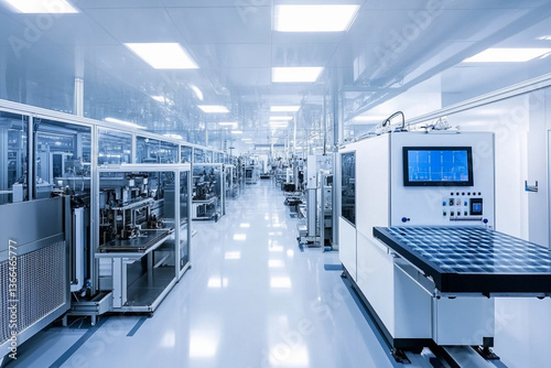 Obraz na płótnie Modern semiconductor factory interior with advanced machinery Generative AI w salonie