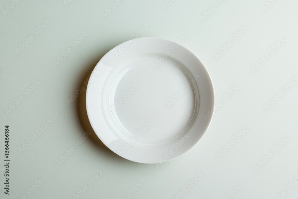 Empty white plate on light surface Empty white plate on light surface