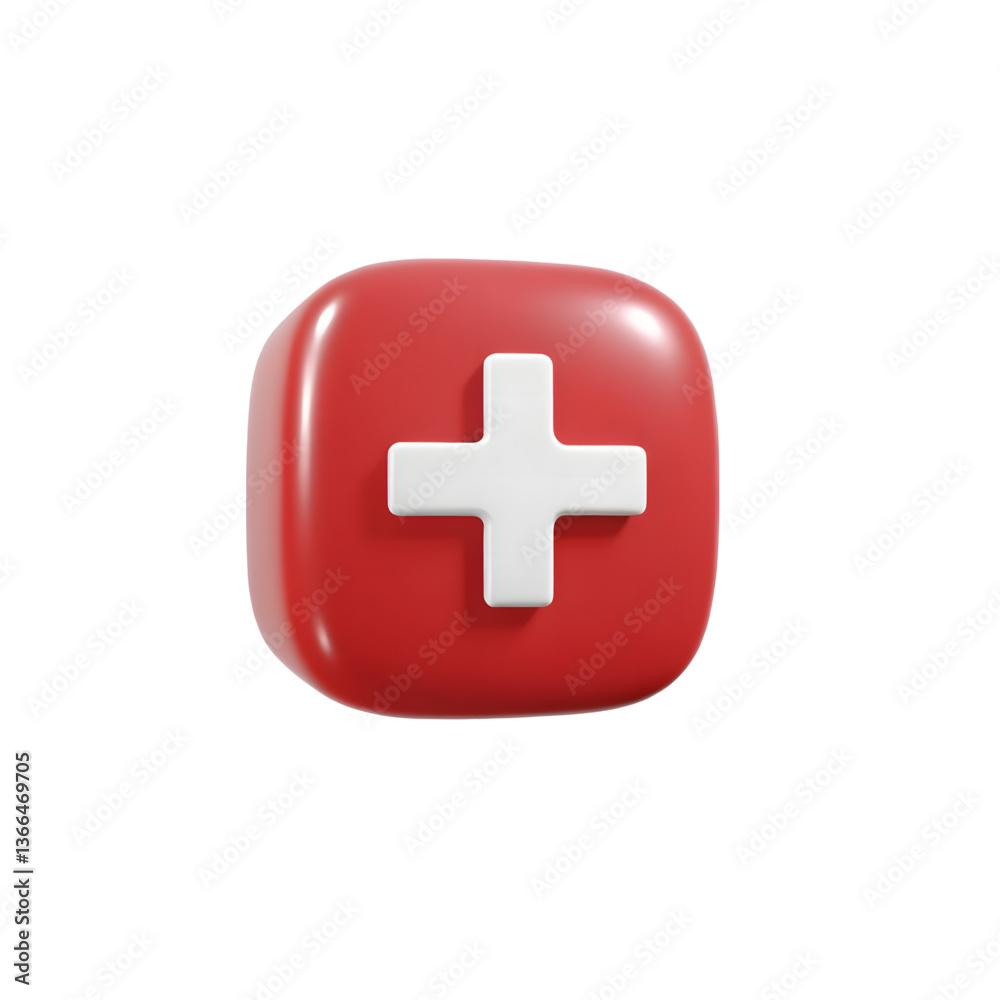 3D Medical Cross Icon – Modern First Aid Symbol 3D Medical Cross Icon – Modern First Aid Symbol