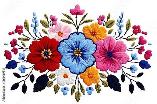 Colorful Floral Embroidery Design photo