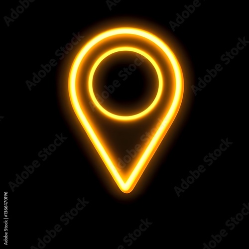 Glowing golden map pointer with cosmic energy