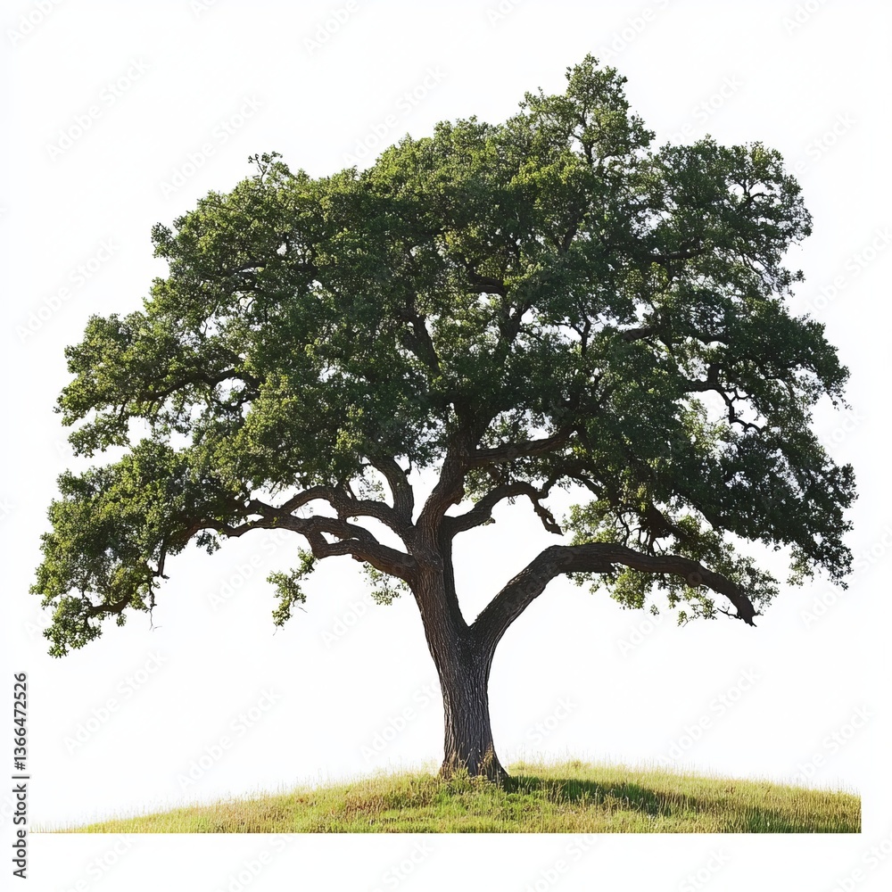 Obraz premium White background Majestic oak tree isolated background