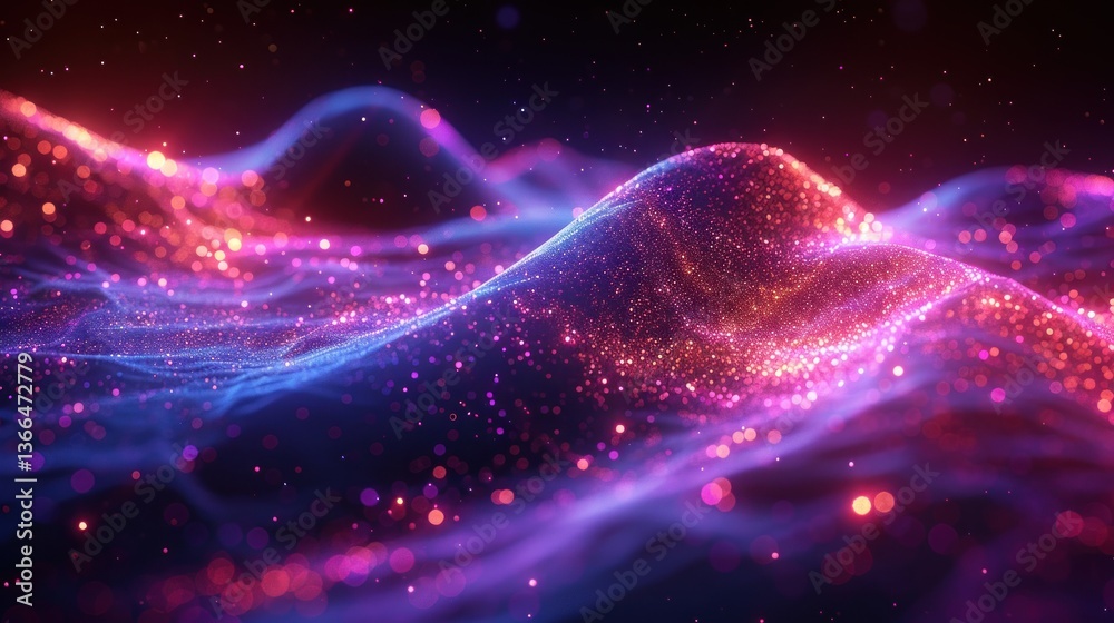 Fototapeta premium Abstract Glow: Cosmic Dance of Light and Particles