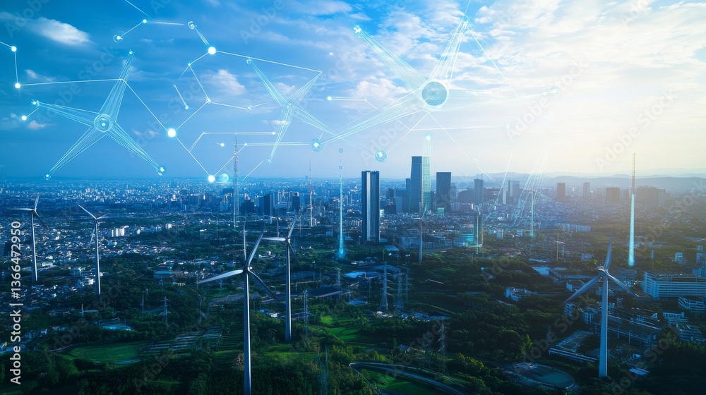 Obraz premium An AI powered system optimizing energy consumption by analyzing utility data, AI-assisted energy-saving recommendations, and real-time consumption monitoring for better energy management