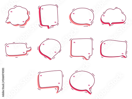 Hand-Drawn Speech Bubble Set with Modern Doodle Style