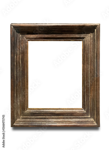Vintage rustic thick wooden vertical frame. A natural and antique-style rectangular picture frame with an aged wood texture. Ideal for classic decor, photography, and artistic displays.