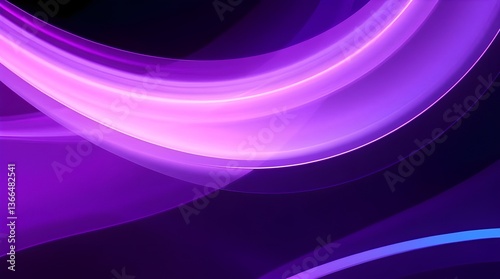 Purple flowing wave background with abstract curves and light motion
