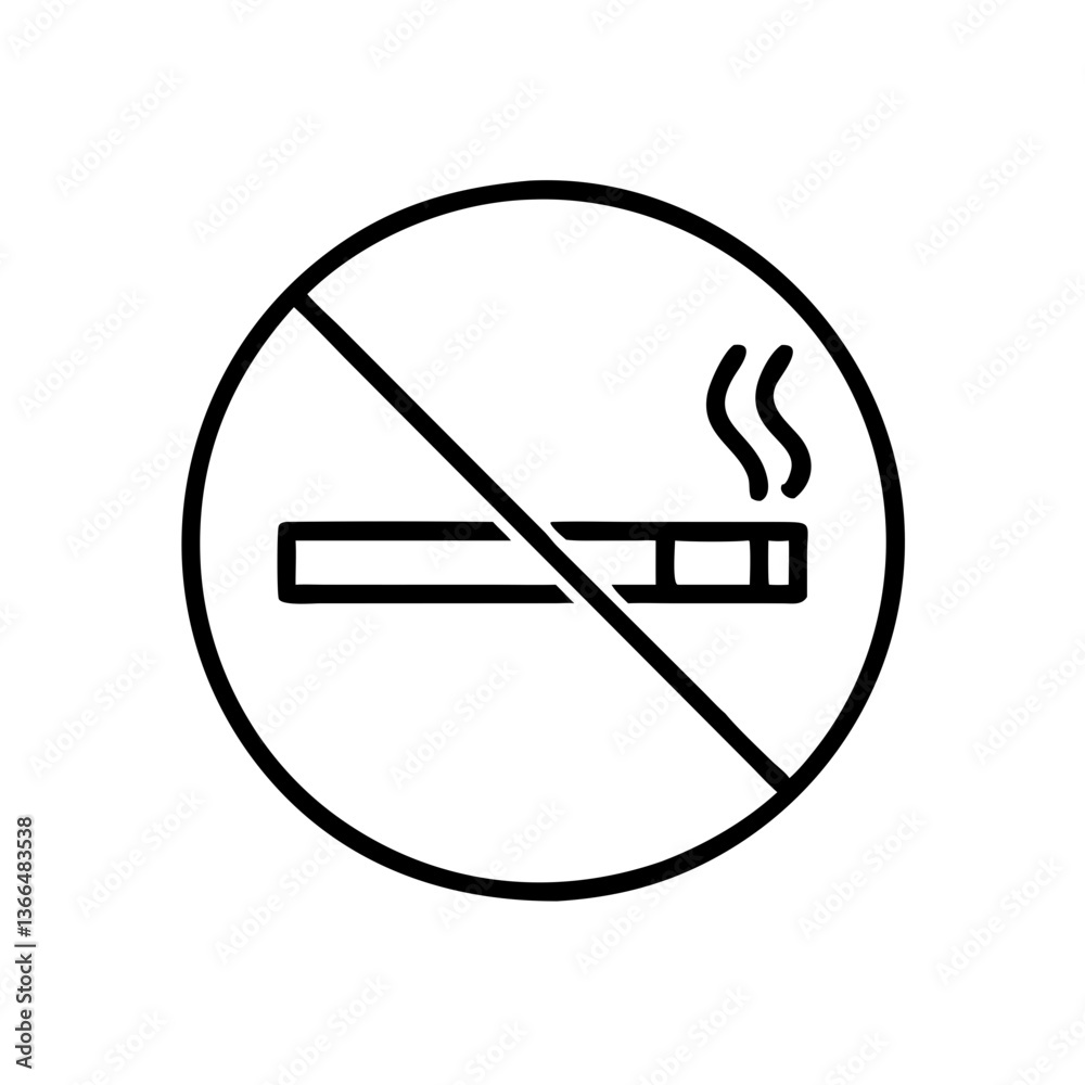 A bold declaration against smoking, a simple graphic showing a cigarette crossed out in a circle, representing a healthy choice. A bold declaration against smoking, a simple graphic showing a cigarette crossed out in a circle, representing a healthy choice.