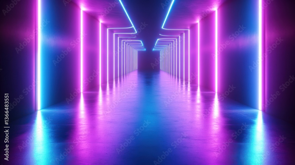 Neon Light Corridor Futuristic Design Neon Light Corridor Futuristic Design