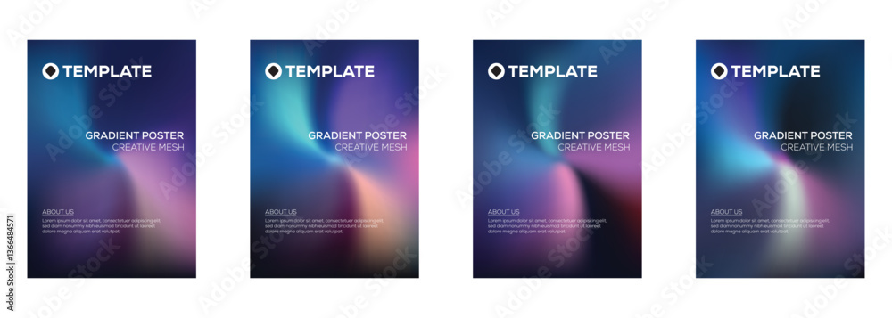 Fototapeta premium Gradient Poster Templates Creative Mesh Designs, Color Variations