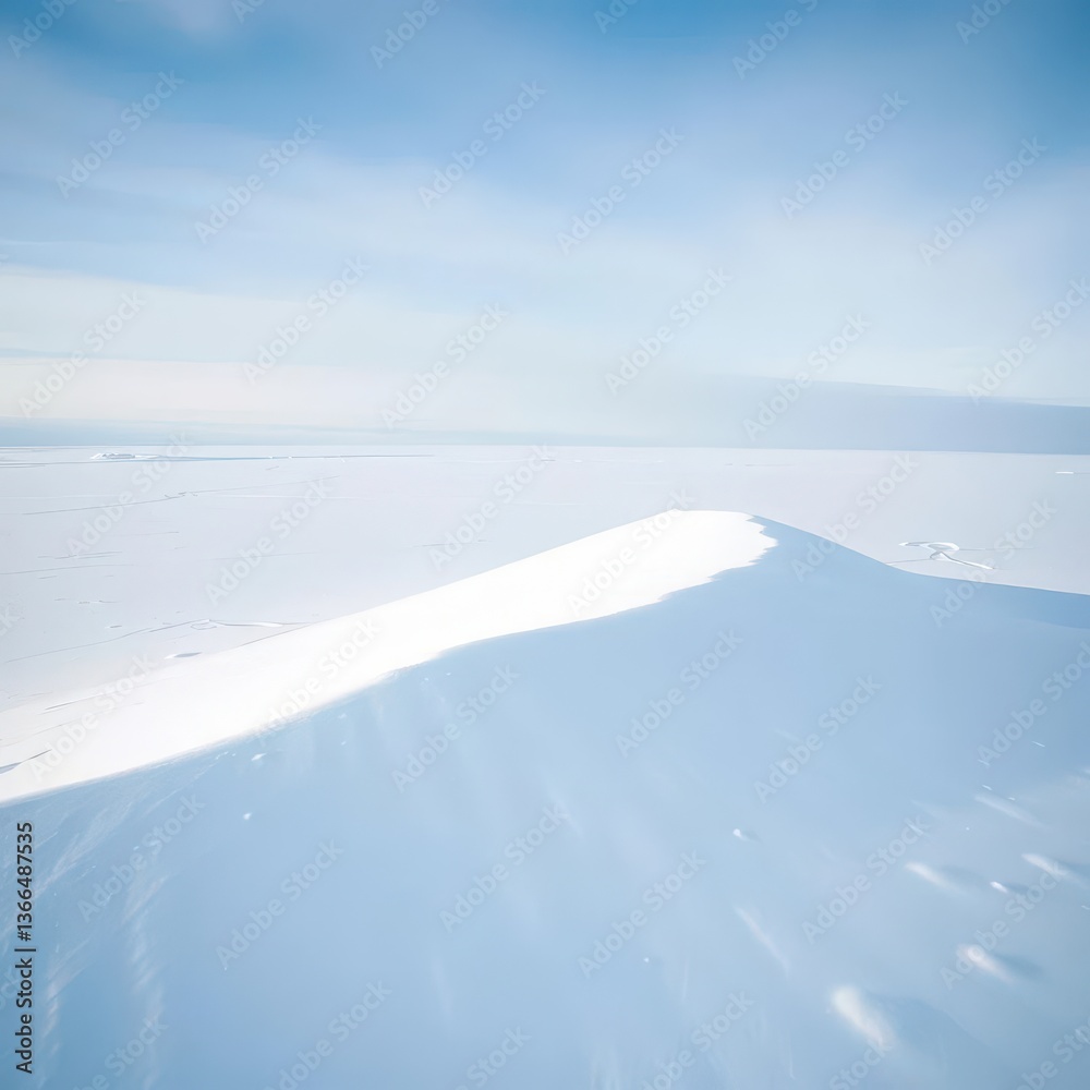 Obraz premium A pristine, untouched snowdrift on a vast, snow-covered plain, crystalline, background