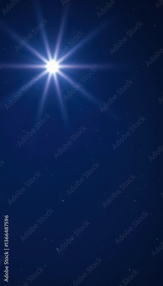 Obraz premium A single, brilliant star dominates a deep indigo night sky, point of light, space, dark blue