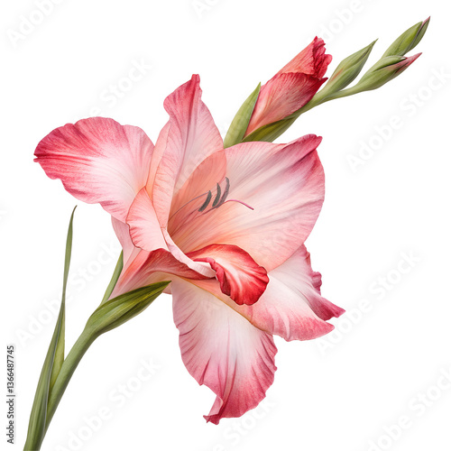 Delicate Pink Gladiolus Flower on a Transparent Background