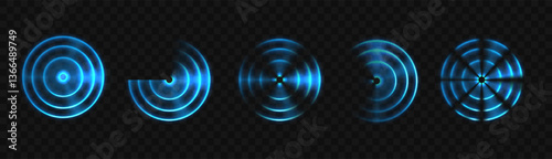Wifi wave light effect. Radar or sonar with wireless technology emitting. Abstract circular ripple effect