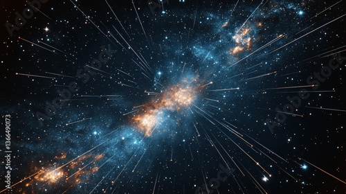 This abstract space image features a vibrant explosion of colors in the form of star trails, representing the boundless beauty and mystery of the universe.