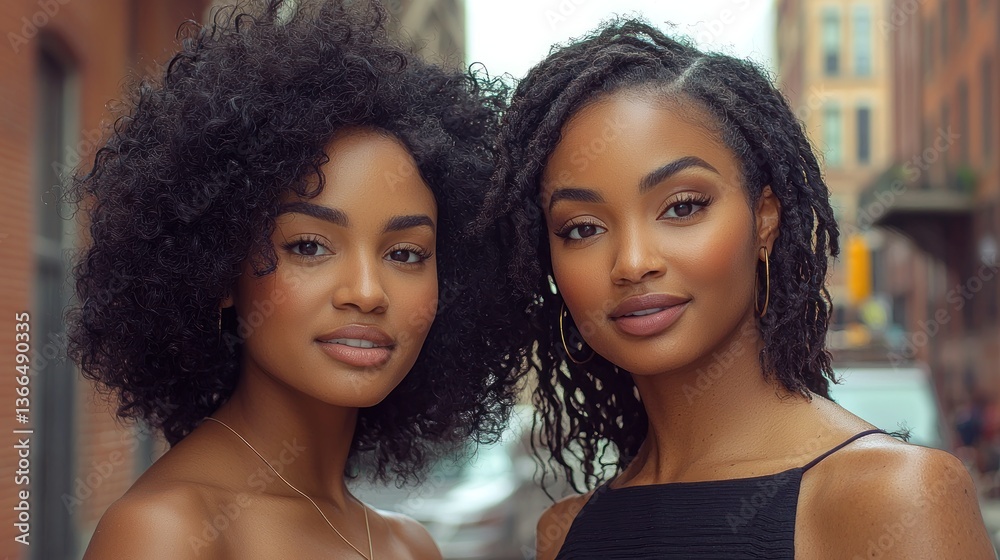 Obraz premium Two beautiful women with natural hair