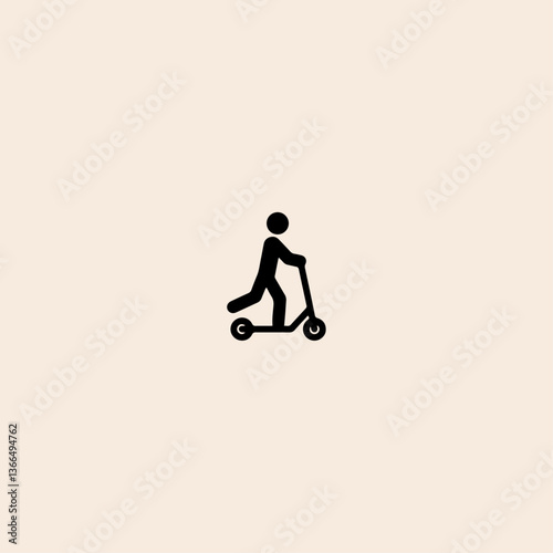Man with Scooter icon flat vector design. 