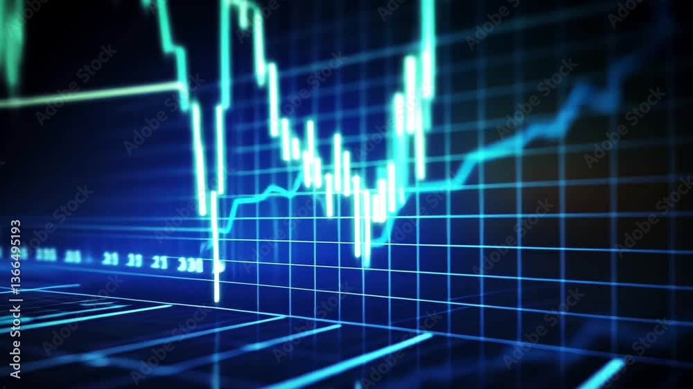 Dynamic graphs illustrate financial market trends as data fluctuates in real-time. Colorful visualizations capture the ongoing shifts in stock and investment values Dynamic graphs illustrate financial market trends as data fluctuates in real-time. Colorful visualizations capture the ongoing shifts in stock and investment values