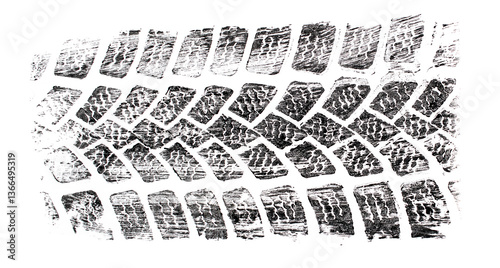 black tire tracks isolated on white background