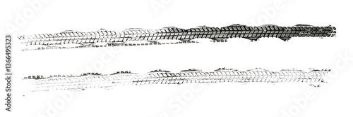 black tire tracks isolated on white background
