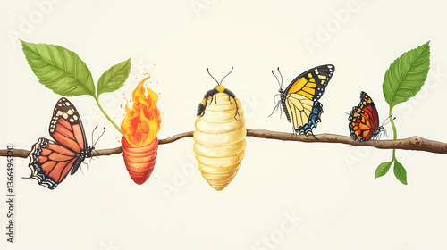 stages growth metamorphosis butterfly