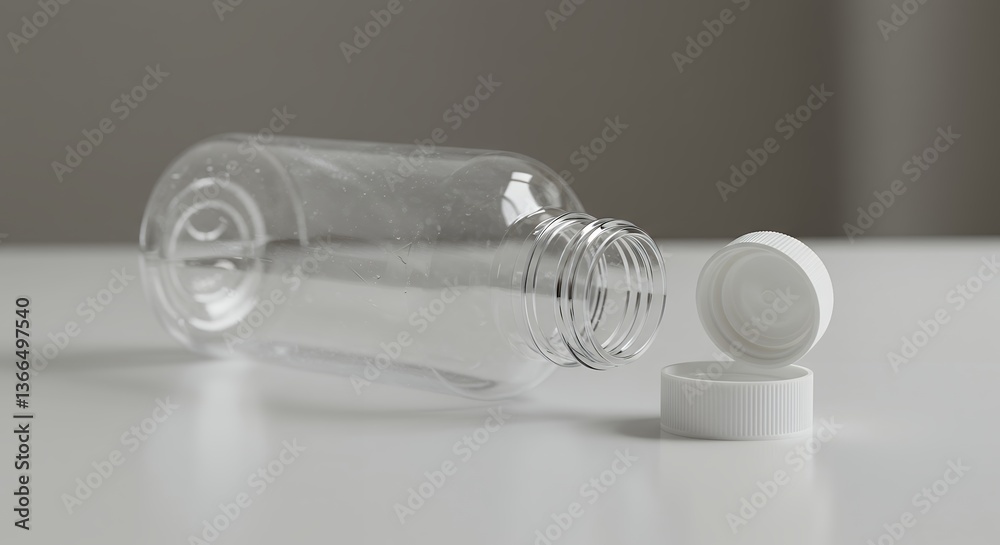 Empty Plastic Bottle with Caps on White Surface for Mockup Empty Plastic Bottle with Caps on White Surface for Mockup