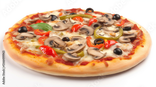 Delicious Gourmet Burger with Fresh Vegetables, Melted Cheese, and Soft Bun, Ultra-Realistic, High-Definition, 8K Resolution, Perfect Lighting, White Background