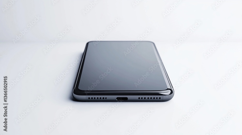Sleek black smartphone on white background. Sleek black smartphone on white background.