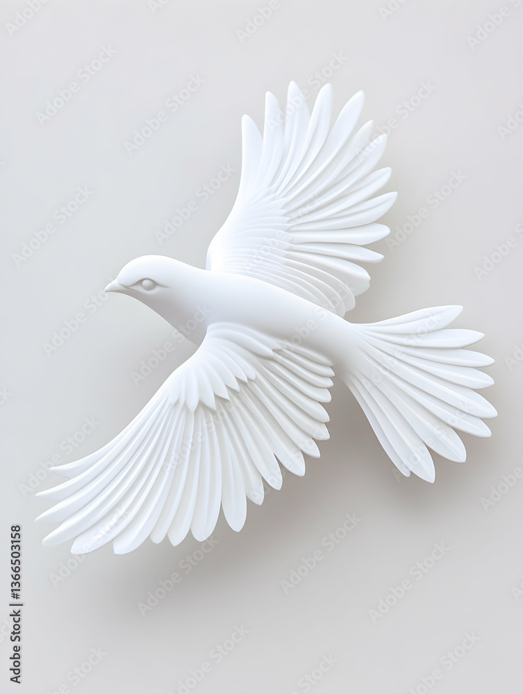 Obraz premium Elegant white bird in flight, intricate detail, minimalist design