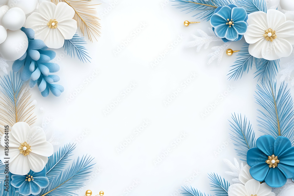 Obraz premium Festive winter floral border with copy space