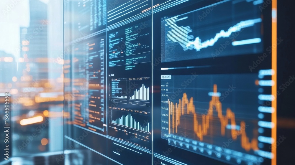 Obraz premium An AI powered system revolutionizing financial markets by analyzing investment trends, risk management strategies, and real-time market fluctuations for optimized trading decisions