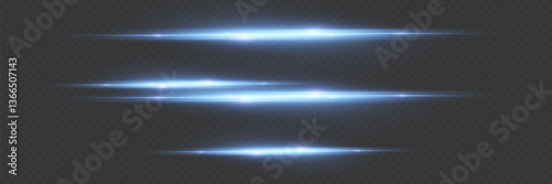 A set of light effects, glare and flashes. On a transparent background.